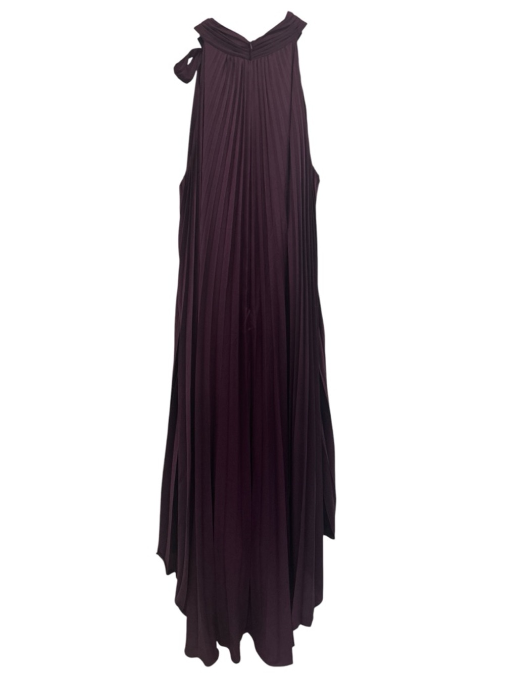 NWT MAC DUGGAL Purple Pleated Satin Halter Neck High Low Gown - Size 16 - Picture 5 of 13